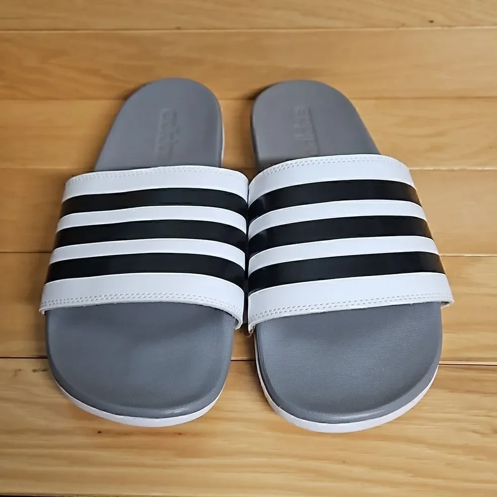 Adidas Adilette Comfort Slide Sandal White Black Grey Mens Shoe GZ5895